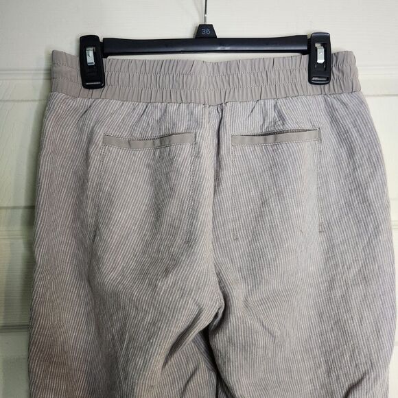 Athleta 100% Linen Elastic Pull On Grey Pants Sz 6 Beachy Resort Travel - Picture 3 of 11
